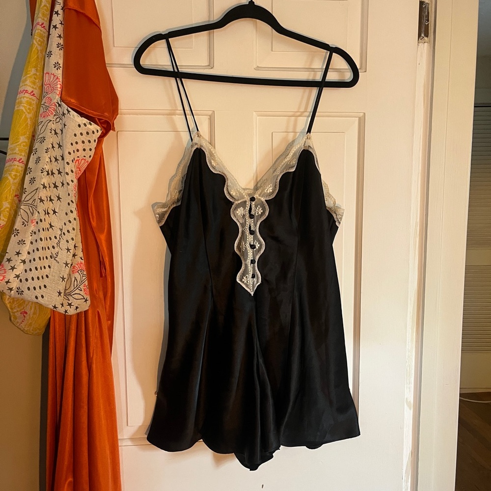 Black romper style slip with buttons